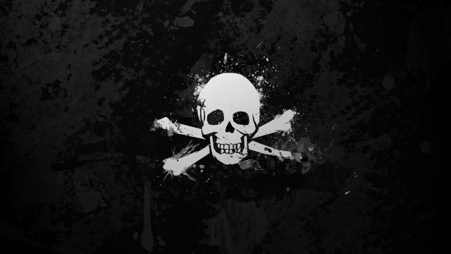 Skull crossbones black background white #6 free wallpaper - medium preview image