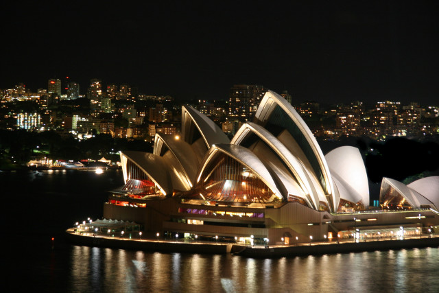 Large building lit night city free wallpaper - medium preview image
