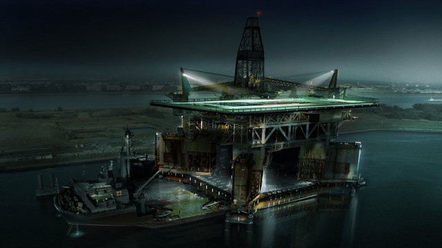Large structure water night lights free wallpaper - medium preview image