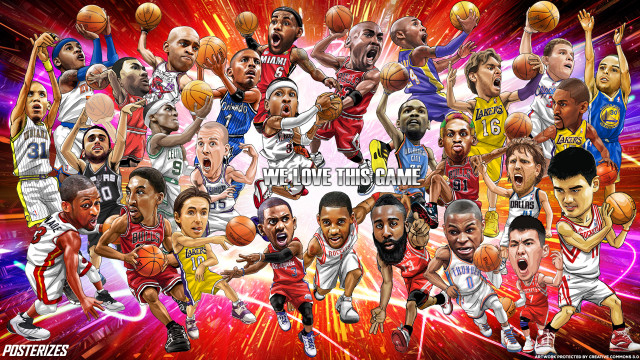 Basketball collage players faces numbers free wallpaper - medium preview image