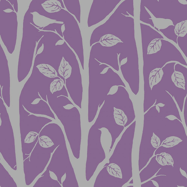 Tree leaves birds purple white free wallpaper - medium preview image