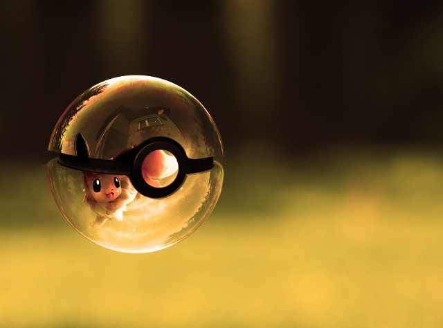 Bubble pikachu reflection person image free wallpaper - medium preview image