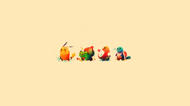 Cartoon animals row yellow background free wallpaper - medium preview image