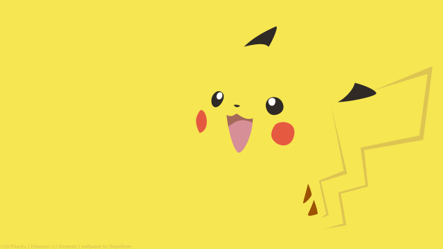 Cartoon pikachu yellow background black free wallpaper - medium preview image