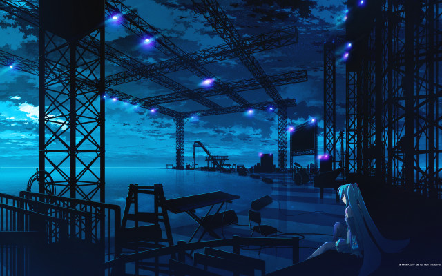 Woman bench ocean view roller free wallpaper - medium preview image