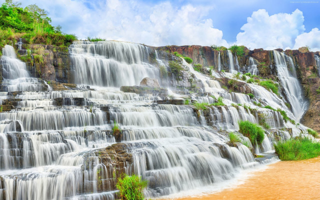 Waterfall brown river blue sky #2 free wallpaper - medium preview image