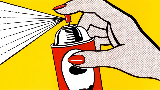 Spraying red yellow white popart free wallpaper - medium preview image