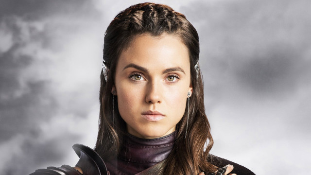 Woman leather outfit sword camera free wallpaper - medium preview image