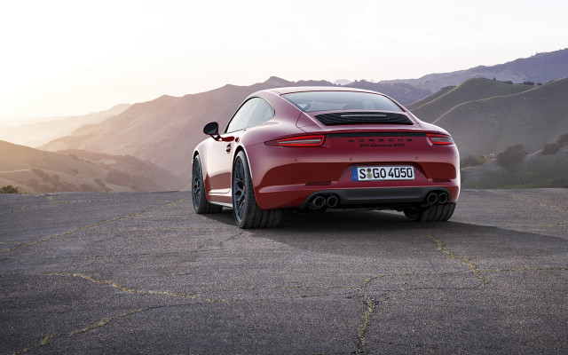 Red sports car mountains hills free wallpaper - medium preview image