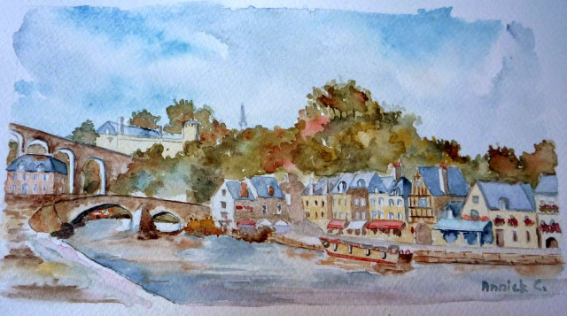 Bridge river buildings background blue free wallpaper - medium preview image