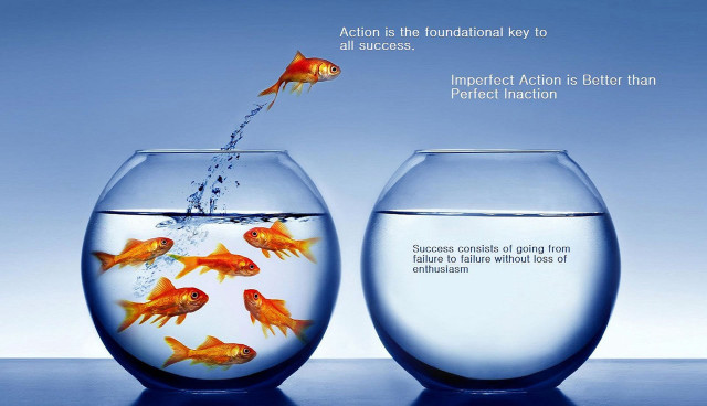 Goldfish jumping bowl quote water free wallpaper - medium preview image