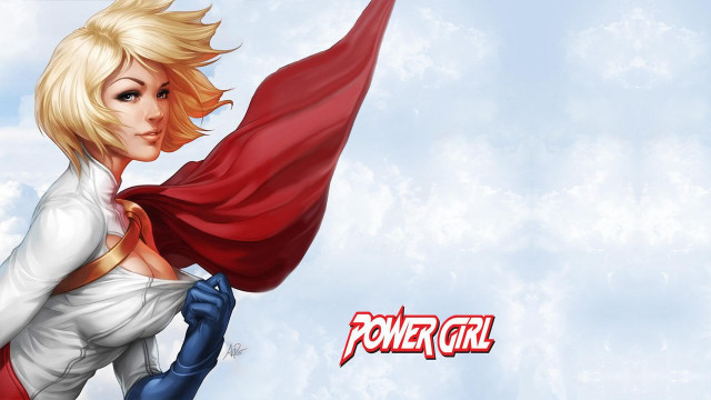 Blonde woman flying red cape free wallpaper - medium preview image