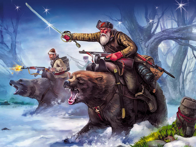 Bear riding man gun outdoors free wallpaper - medium preview image