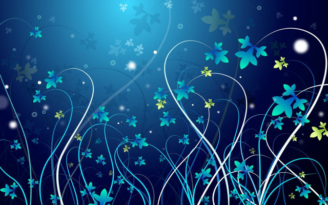 Blue background flowers swirls night free wallpaper - medium preview image
