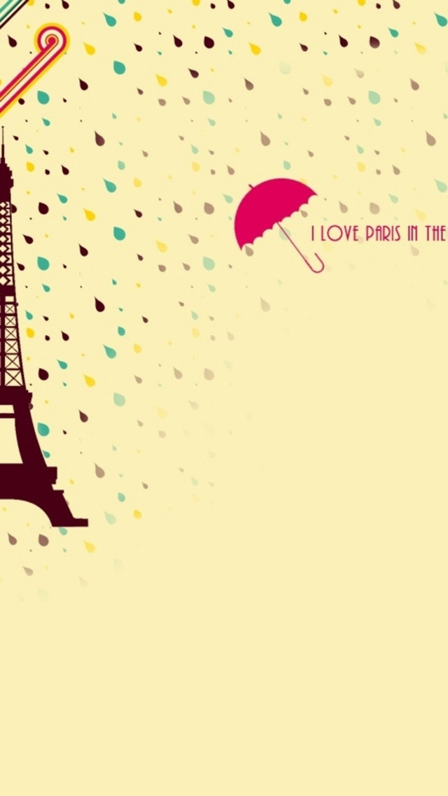 Eiffel tower pink umbrella rain free wallpaper - medium preview image