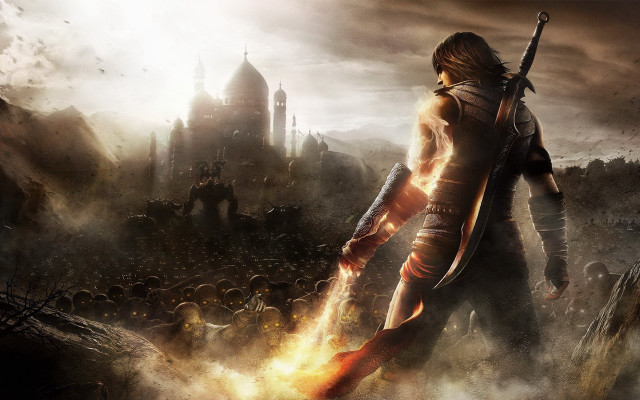 Woman sword fantasy castle background free wallpaper - medium preview image