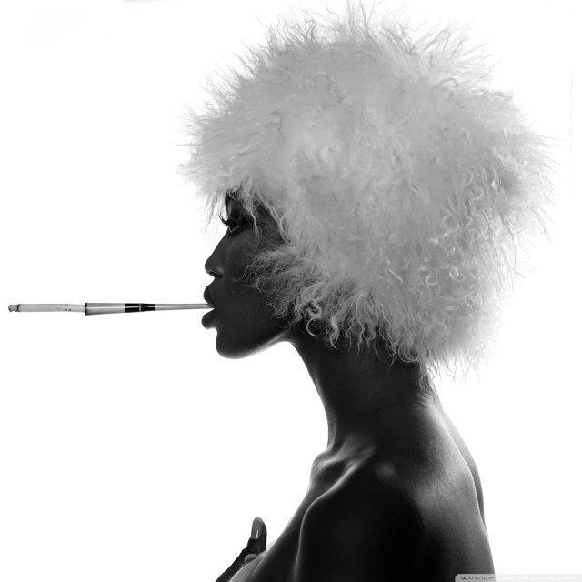 Woman feather hat smoking cigarette #2 free wallpaper - medium preview image