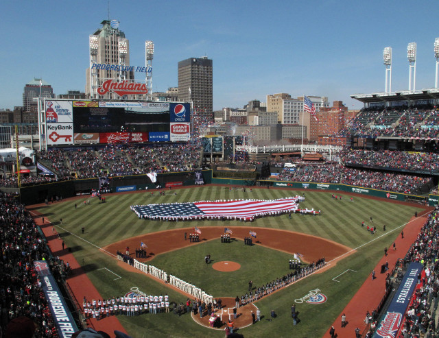 Baseball field american flag crowd #2 free wallpaper - medium preview image