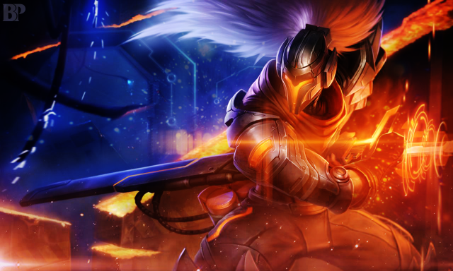 Man sword fire sky building free wallpaper - medium preview image