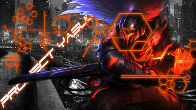 Man sword futuristic city neon free wallpaper - medium preview image