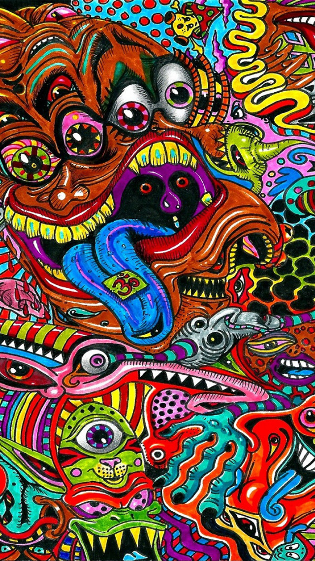 Colorful dog face patterns art free wallpaper - medium preview image