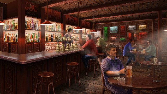 Man sitting bar beer blurry free wallpaper - medium preview image