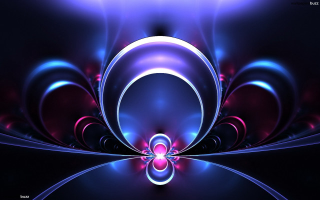Blue purple hologram fractal crescent free wallpaper - medium preview image