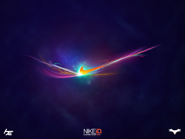 Colorful abstract nike logo dark free wallpaper - medium preview image