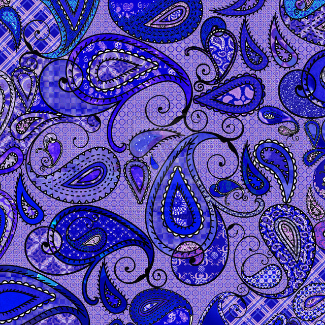 Purple blue paisley pattern checkered free wallpaper - medium preview image