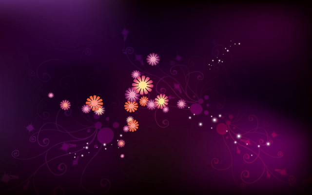 Purple background flowers swirls black free wallpaper - medium preview image
