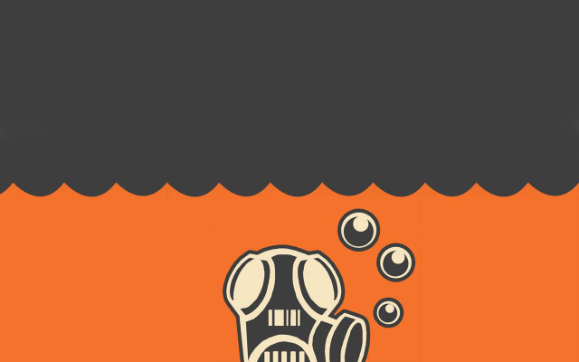 Gas mask water bubbles orange free wallpaper - medium preview image