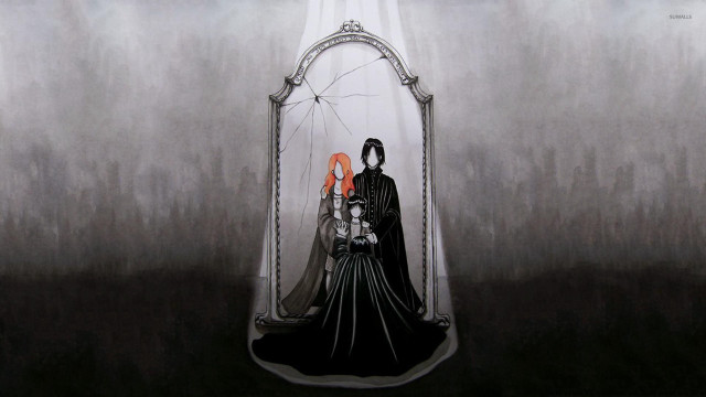 Woman black dress mirror red free wallpaper - medium preview image