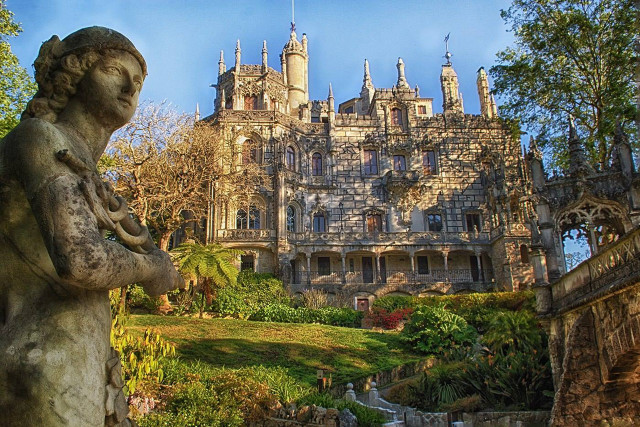 Statue woman castle clock tower free wallpaper - medium preview image