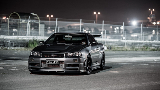 Car parked night lights fence #2 free wallpaper - medium preview image