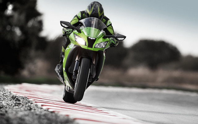 Motorcycle race track trees helmet free wallpaper - medium preview image