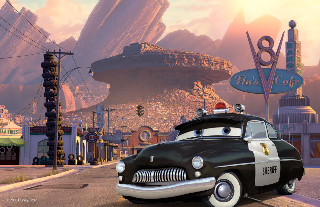 Cartoon car driving mountain range free wallpaper - medium preview image