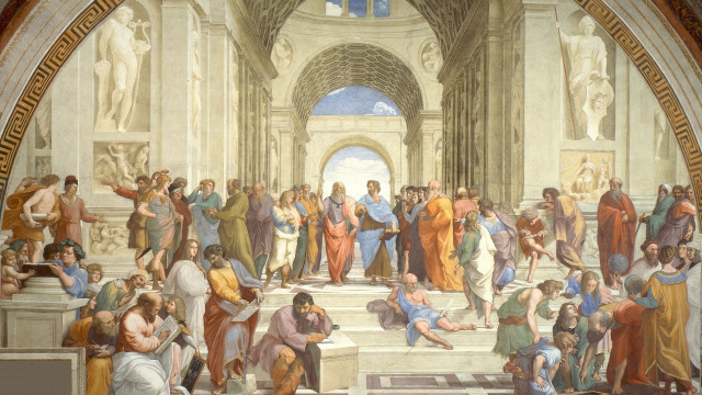 Group painting building people standing free wallpaper - medium preview image