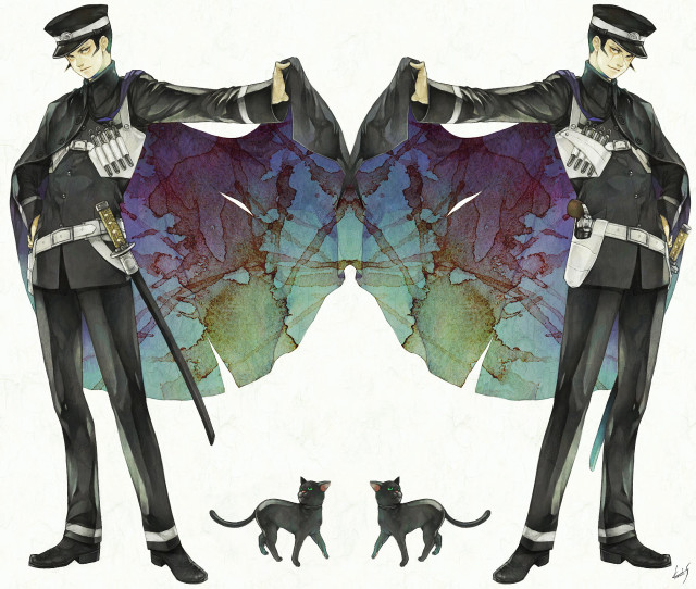 Man uniform cat tail drawing free wallpaper - medium preview image