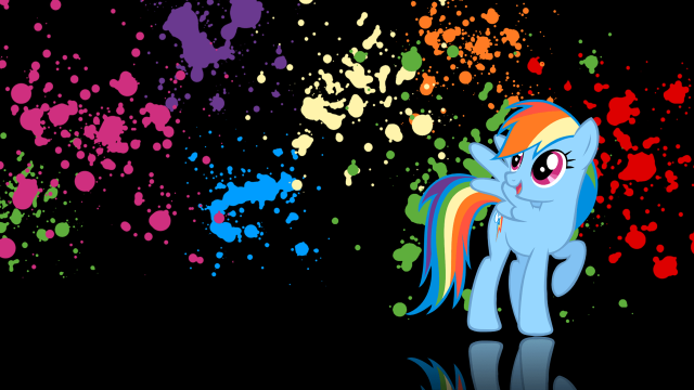 Rainbow pony black background paint free wallpaper - medium preview image