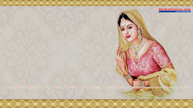 Pink sari gold border portrait free wallpaper - medium preview image