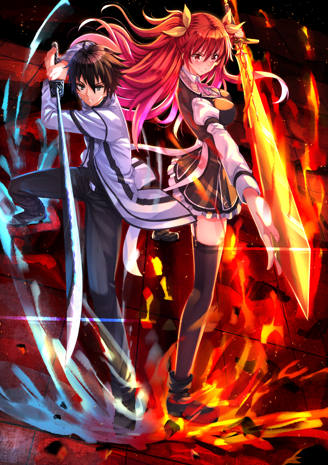Anime characters swords fire action free wallpaper - medium preview image