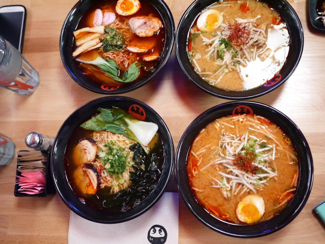 Four bowls food table napkin free wallpaper - medium preview image