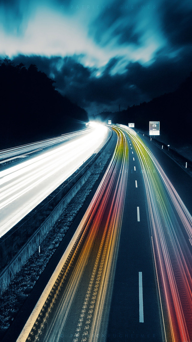 Highway traffic night lights motion free wallpaper - medium preview image