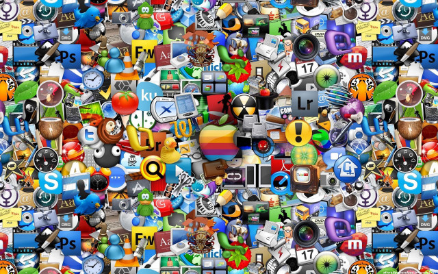 Computer icons symbols pile colorful free wallpaper - medium preview image