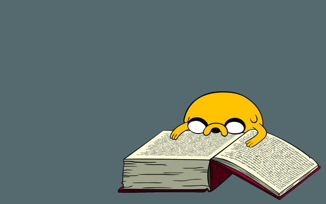 Cartoon character reading book wide free wallpaper - medium preview image