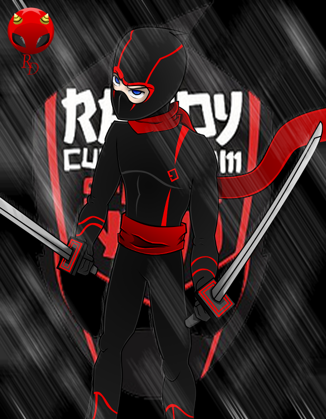 Cartoon character sword red ribbon free wallpaper - medium preview image