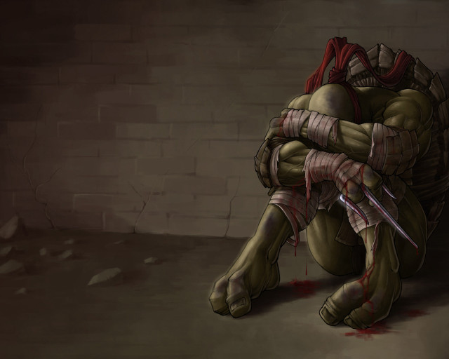 Person knife brick wall drawing free wallpaper - medium preview image