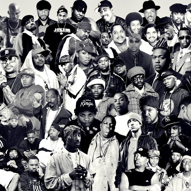 Black white collage people poses free wallpaper - medium preview image