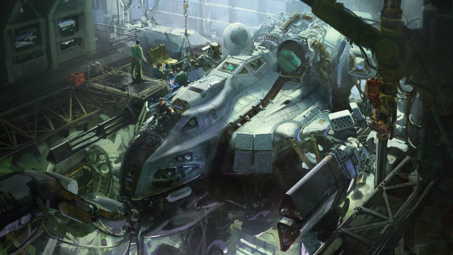 Futuristic vehicle large building machinery free wallpaper - medium preview image