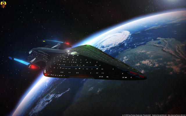 Spaceship in space earth red free wallpaper - medium preview image